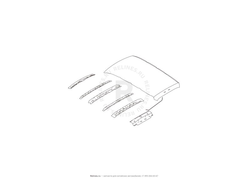 Запчасти Haval H6 Coupe Поколение I (2015) 2.0л, 4x2, АКПП — Крыша и усилители крыши (2) — схема