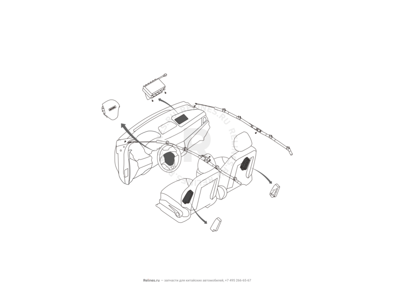 Запчасти Haval H6 Coupe Поколение I (2015) 2.0л, 4x2, МКПП — Подушки безопасности (2) — схема
