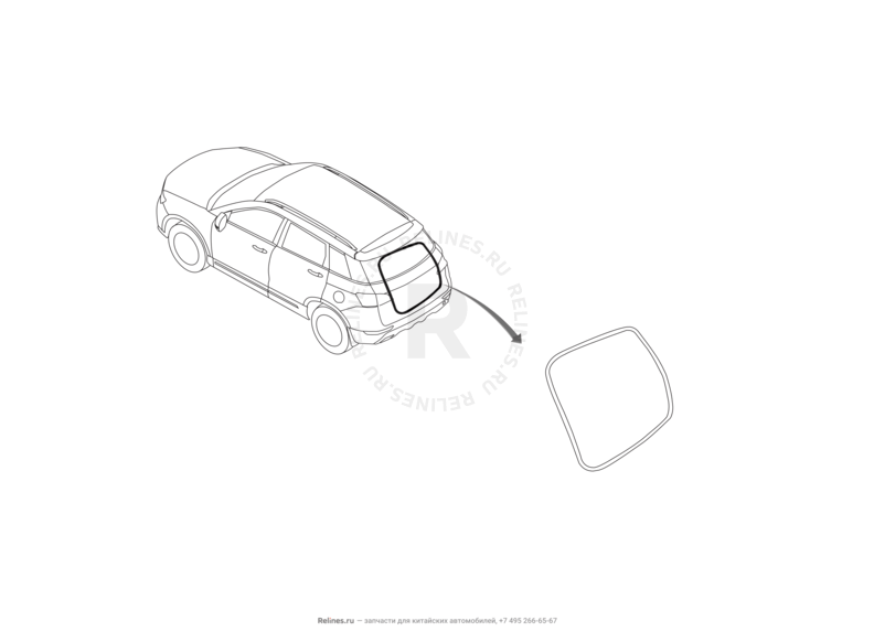Запчасти Haval H6 Coupe Поколение I (2015) 2.0л, 4x4, МКПП — Уплотнители и молдинги 5-й двери (багажника) — схема