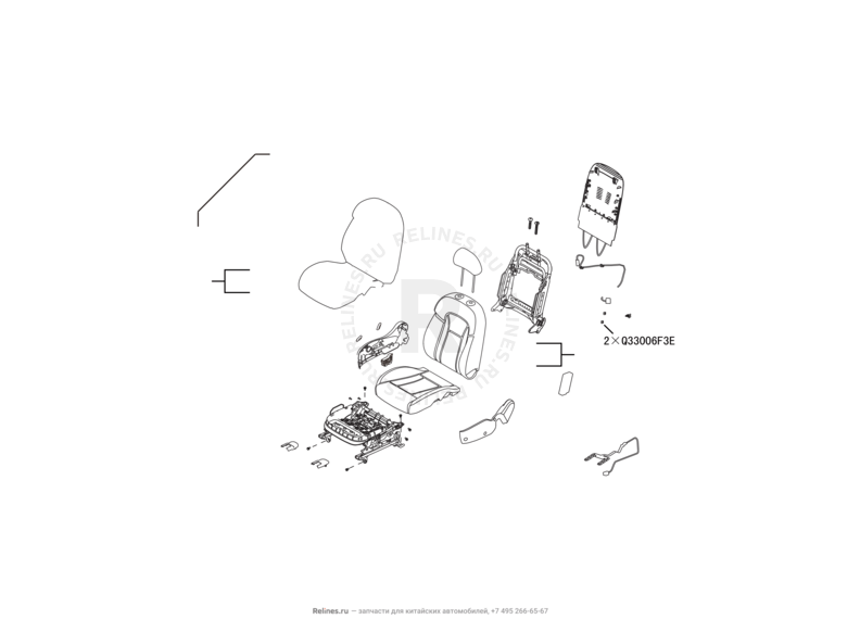 Запчасти Haval H6 Coupe Поколение I (2015) 2.0л, 4x2, МКПП — Сиденье переднее правое и механизмы регулировки (13) — схема