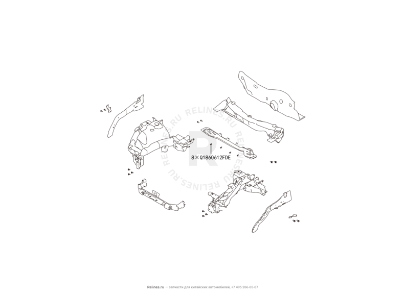 Запчасти Haval H6 Coupe Поколение I (2015) 2.0л, 4x2, АКПП — Элементы передней части кузова — схема