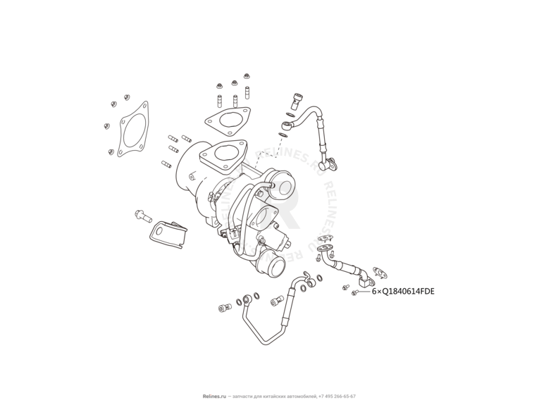 Запчасти Haval H6 Coupe Поколение I (2015) 2.0л, 4x4, МКПП — Турбокомпрессор (турбина) (1) — схема