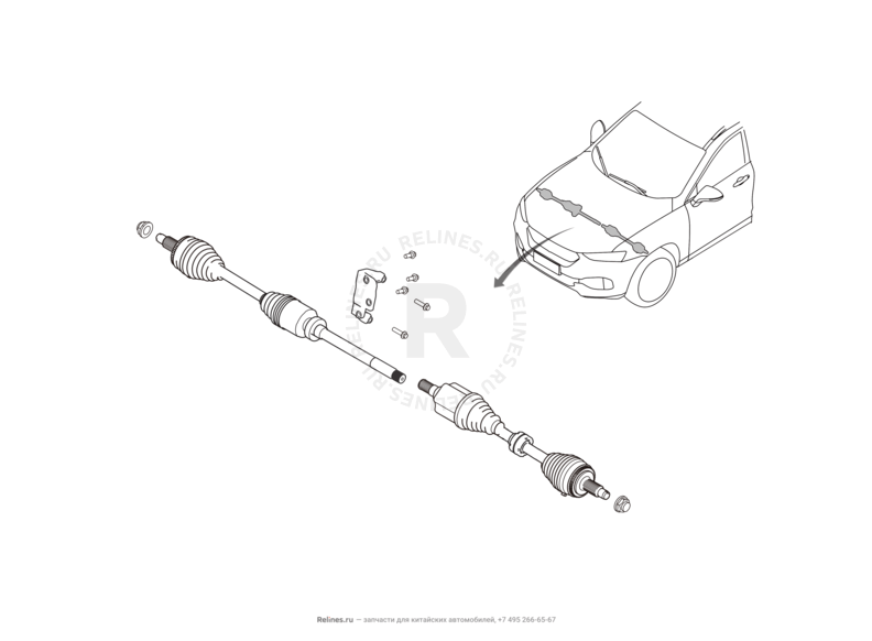 Запчасти Haval H6 Coupe Поколение I (2015) 2.0л, 4x4, МКПП — Привод переднего моста — схема