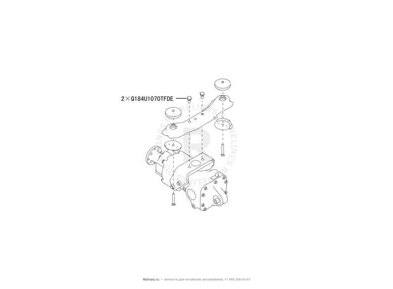 Запчасти Haval H6 Coupe Поколение I (2015) 2.0л, 4x4, МКПП — Кронштейн крепления редуктора и прокладка — схема