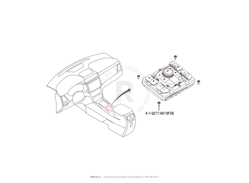 Запчасти Haval H6 Coupe Поколение I (2015) 2.0л, 4x4, МКПП — Кнопки на центральном тоннеле (консоль) (1) — схема