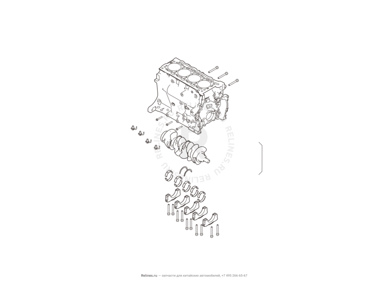 Запчасти Haval H6 Coupe Поколение I (2015) 2.0л, 4x2, АКПП — Заглушки и патрубки блока цилиндров (1) — схема