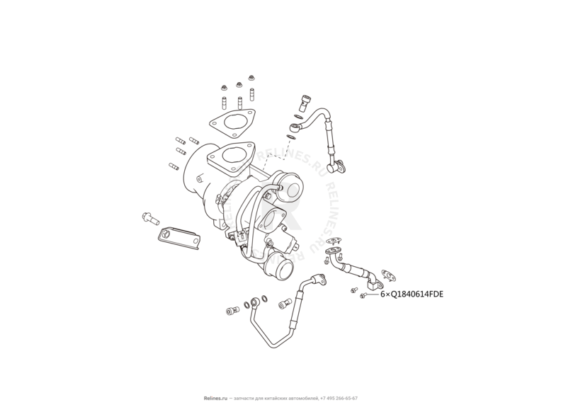 Запчасти Haval H6 Coupe Поколение I (2015) 2.0л, 4x2, АКПП — Турбокомпрессор (турбина) (2) — схема
