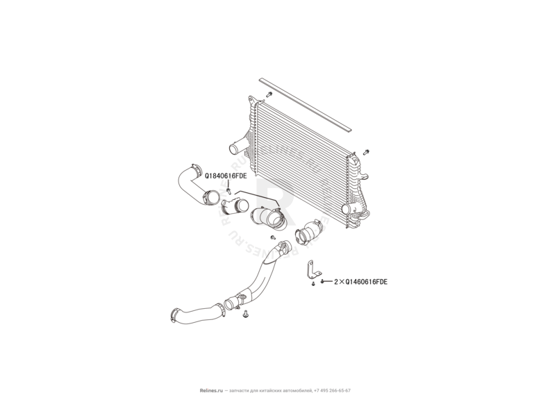 Запчасти Haval H6 Coupe Поколение I (2015) 2.0л, 4x2, АКПП — Радиатор воздушный (интеркулер) — схема