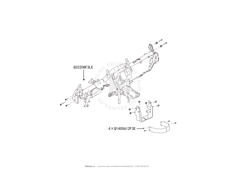 Запчасти Great Wall Hover H6 Поколение I (2011) 1.5л, бензин, 4x2, МКПП — Усилитель и кронштейны панели приборов (торпедо) — схема