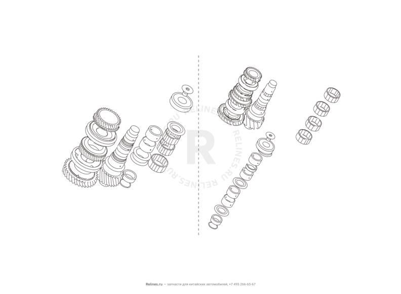 Запчасти Great Wall Hover H6 Поколение I (2011) 2.0л, дизель, 4x2, МКПП — Вторичный (выходной, ведомый) вал — схема