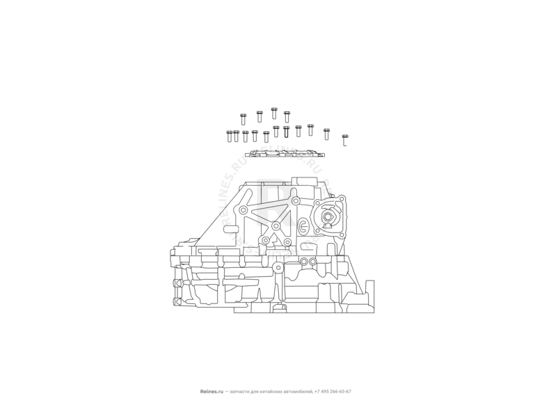 Запчасти Great Wall Hover H6 Поколение I (2011) 2.0л, дизель, 4x2, МКПП — Крышка КПП задняя — схема