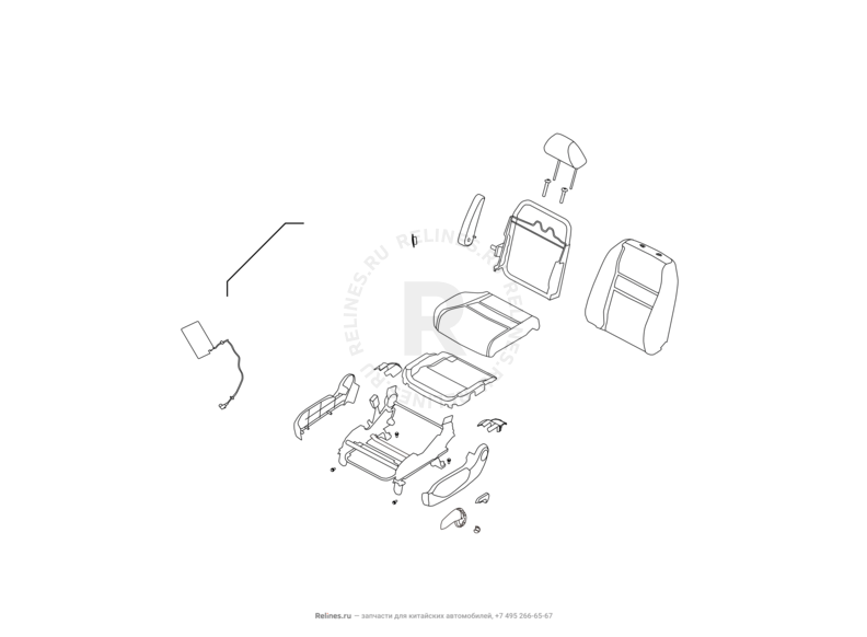 Запчасти Great Wall Hover H6 Поколение I (2011) 2.0л, дизель, 4х4, МКПП — Сиденье переднее левое, механизмы регулировки и ремень безопасности (2) — схема