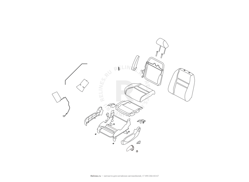 Запчасти Great Wall Hover H6 Поколение I (2011) 1.5л, бензин, 4x4, МКПП — Сиденье переднее левое, механизмы регулировки и ремень безопасности (3) — схема