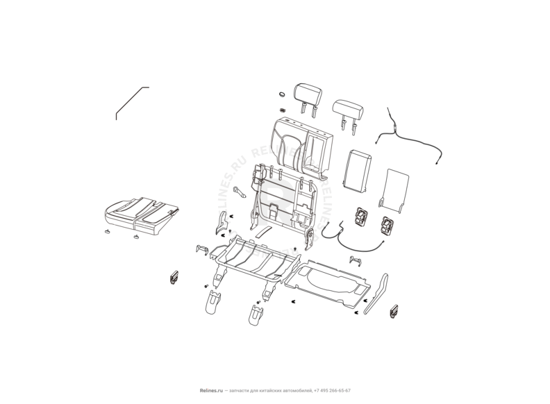 Запчасти Great Wall Hover H6 Поколение I (2011) 1.5л, бензин, 4x4, МКПП — Заднее сиденье (3) — схема