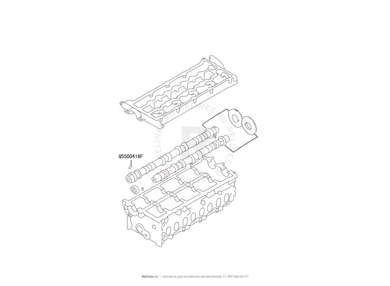 Запчасти Great Wall Hover H6 Поколение I (2011) 2.0л, дизель, 4x2, МКПП — Распределительный вал двигателя (распредвал) — схема