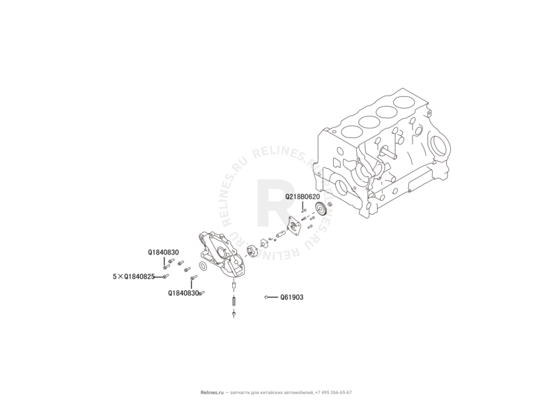 Запчасти Great Wall Hover H6 Поколение I (2011) 2.0л, дизель, 4x2, МКПП — Масляный насос — схема