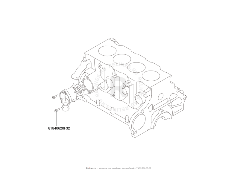 Запчасти Great Wall Hover H6 Поколение I (2011) 2.0л, дизель, 4x2, МКПП — Термостат — схема