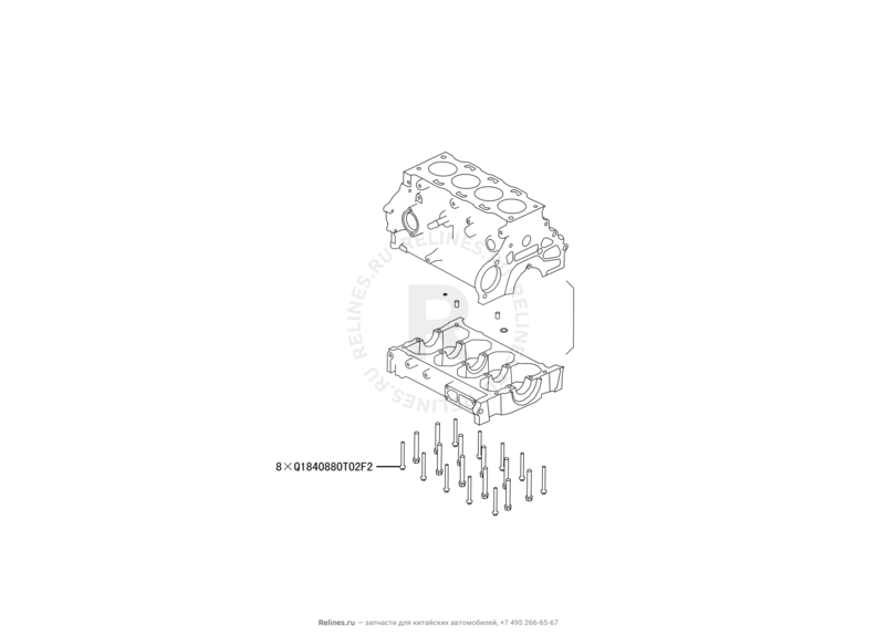 Запчасти Great Wall Hover H6 Поколение I (2011) 2.0л, дизель, 4x2, МКПП — Блок цилиндров (3) — схема