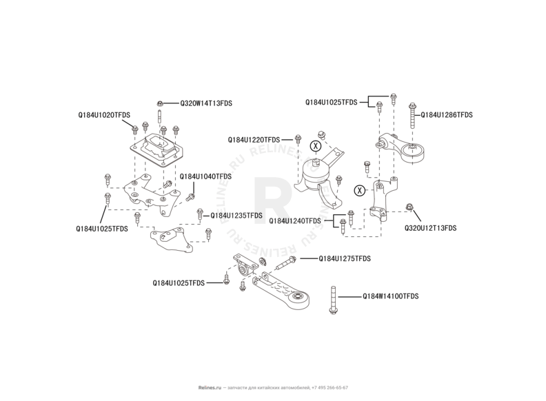 Опоры двигателя Great Wall Hover H6 — схема