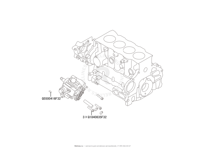 Запчасти Great Wall Hover H6 Поколение I (2011) 2.0л, дизель, 4x2, МКПП — Топливный насос высокого давления (ТНВД) — схема