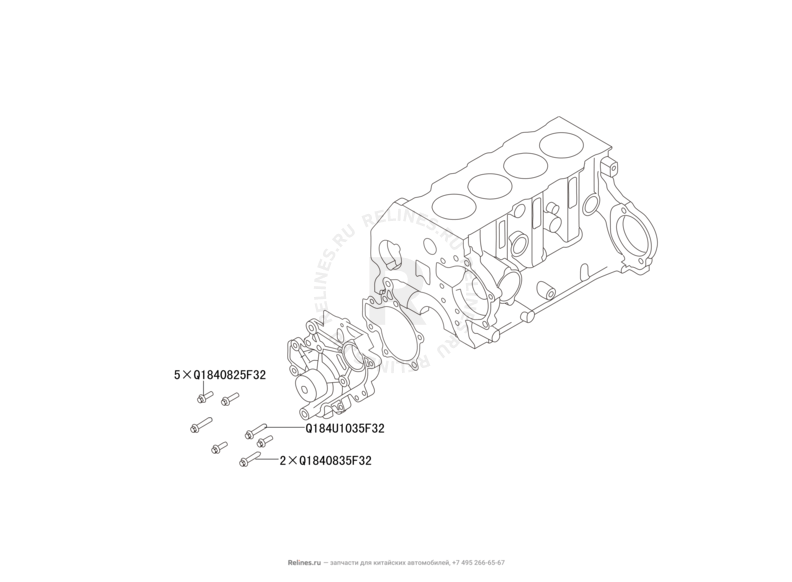 Запчасти Great Wall Hover H6 Поколение I (2011) 2.0л, дизель, 4х4, МКПП — Водяной насос (помпа) — схема