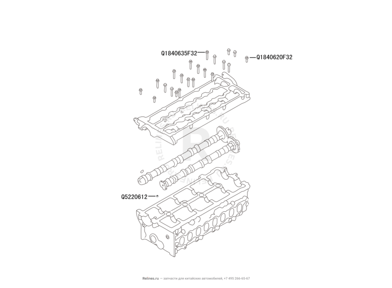 Запчасти Great Wall Hover H6 Поколение I (2011) 2.0л, дизель, 4х4, МКПП — Головка блока цилиндров и клапанная крышка (4) — схема