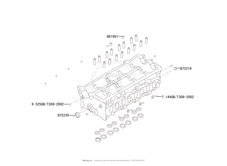Запчасти Great Wall Hover H6 Поколение I (2011) 2.0л, дизель, 4х4, МКПП — Головка блока цилиндров (3) — схема