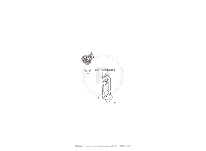 Топливный фильтр и кронштейн крепежный Great Wall Hover H6 — схема