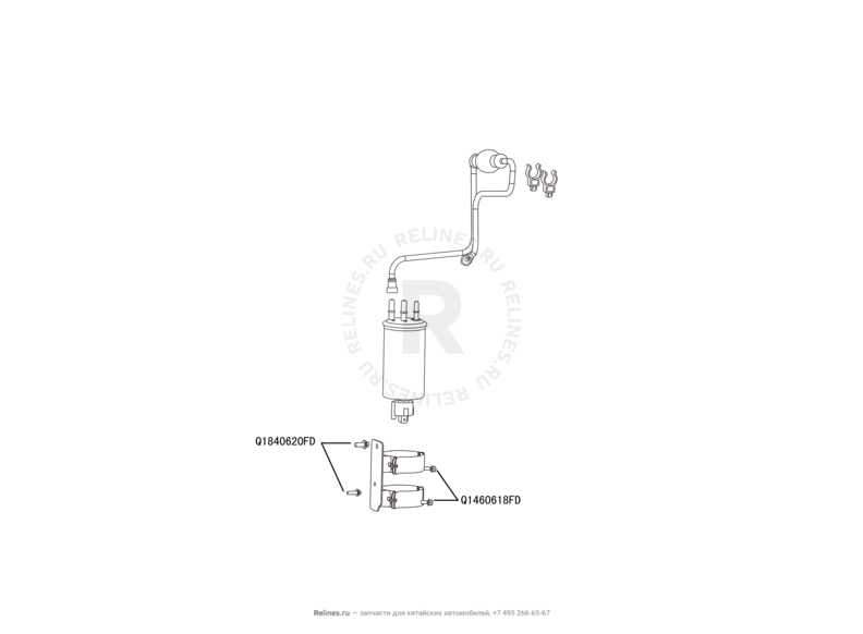 Запчасти Great Wall Hover H6 Поколение I (2011) 2.0л, дизель, 4x2, МКПП — Фильтр и трубка топливные (2) — схема