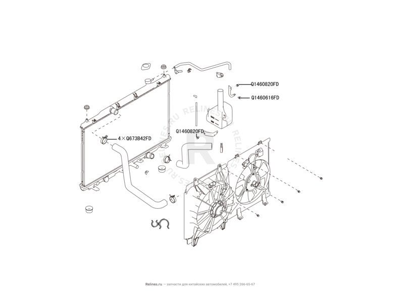 Запчасти Great Wall Hover H6 Поколение I (2011) 2.0л, дизель, 4х4, МКПП — Система охлаждения — схема