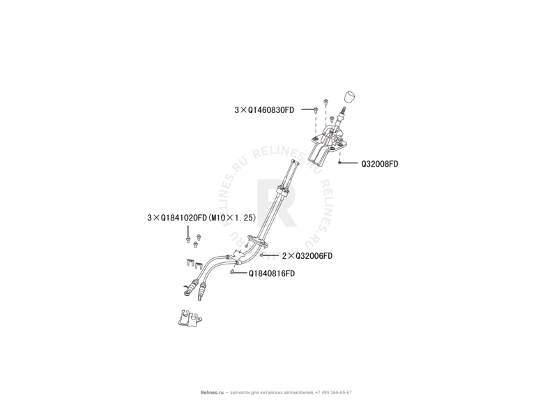 Запчасти Great Wall Hover H6 Поколение I (2011) 2.0л, дизель, 4х4, МКПП — Механизм переключения передач — схема