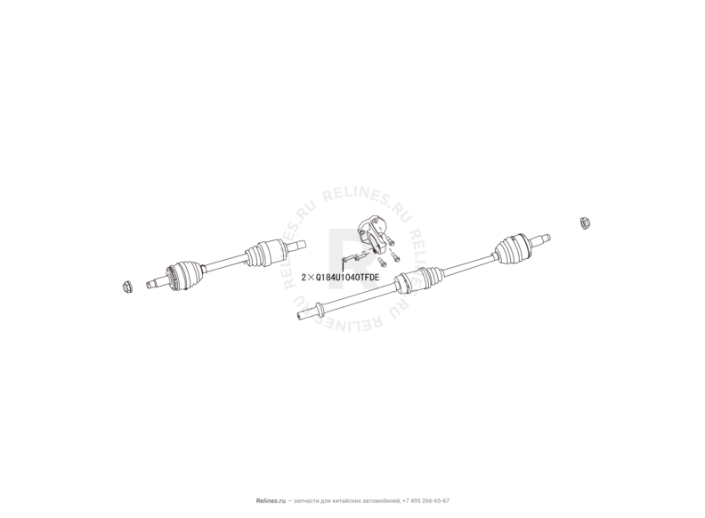 Запчасти Great Wall Hover H6 Поколение I (2011) 2.0л, дизель, 4x2, МКПП — Привод переднего моста — схема