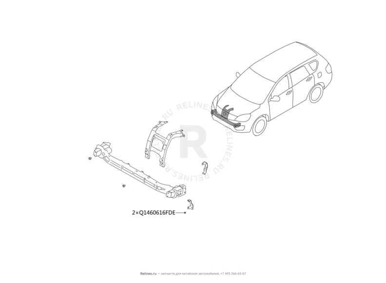 Запчасти Great Wall Hover H6 Поколение I (2011) 2.0л, дизель, 4х4, МКПП — Усилитель переднего бампера — схема