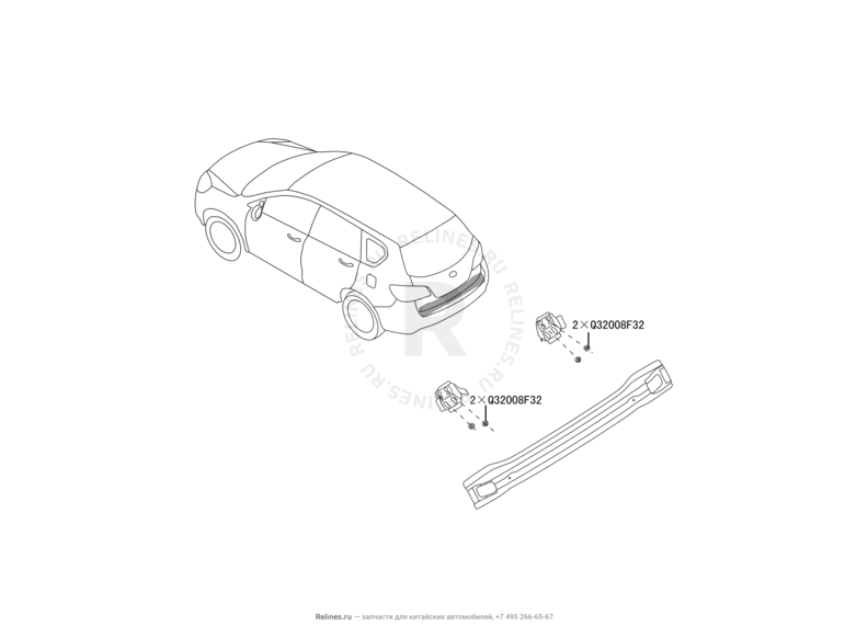 Запчасти Great Wall Hover H6 Поколение I (2011) 2.0л, дизель, 4х4, МКПП — Бампер и усилитель заднего бампера (1) — схема