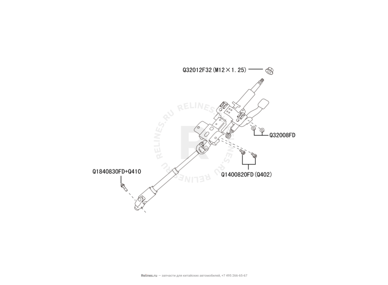 Запчасти Great Wall Hover H6 Поколение I (2011) 2.0л, дизель, 4х4, МКПП — Рулевая колонка и вал карданный рулевой — схема