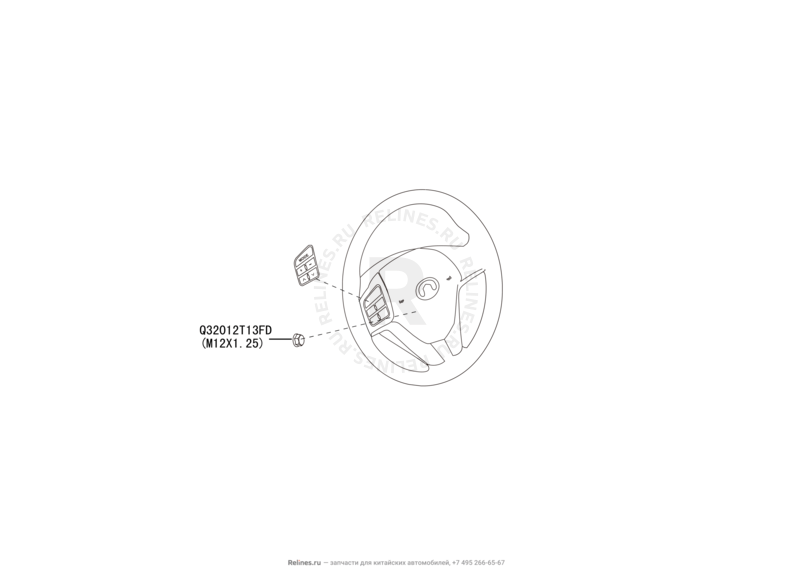Запчасти Great Wall Hover H6 Поколение I (2011) 2.0л, дизель, 4x2, МКПП — Рулевое колесо (руль) и подушки безопасности (3) — схема
