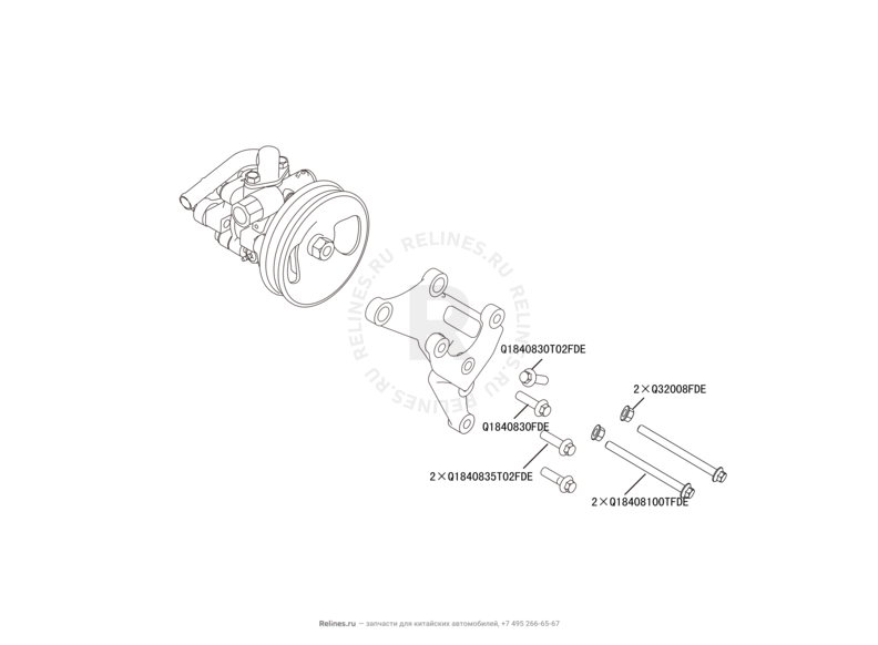 Запчасти Great Wall Hover H6 Поколение I (2011) 2.0л, дизель, 4х4, МКПП — Шкив насоса и насос гидроусилителя (ГУР) (2) — схема