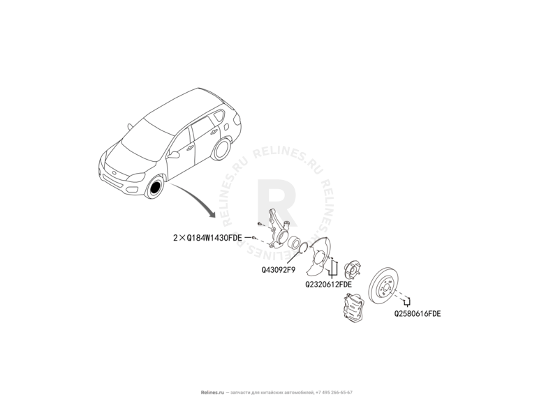 Запчасти Great Wall Hover H6 Поколение I (2011) 2.0л, дизель, 4x2, МКПП — Передний тормоз — схема