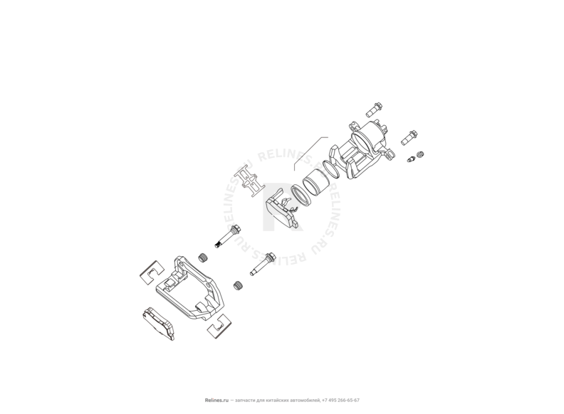 Суппорт тормозной задний, колодки Great Wall Hover H6 — схема