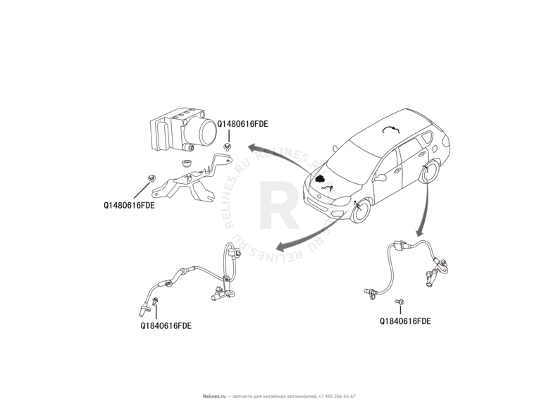 Запчасти Great Wall Hover H6 Поколение I (2011) 1.5л, бензин, 4x2, МКПП — ABS — схема