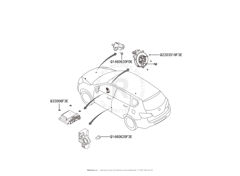 Запчасти Great Wall Hover H6 Поколение I (2011) 1.5л, бензин, 4x2, МКПП — Подушки безопасности (3) — схема