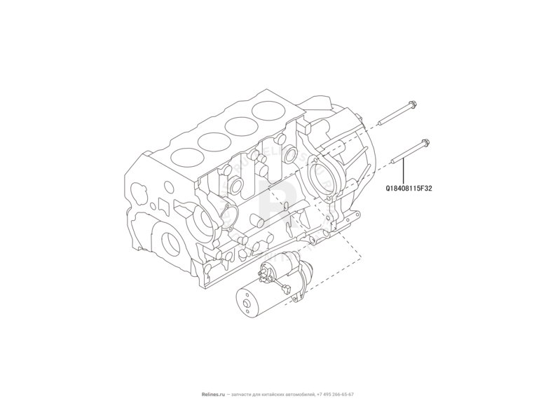 Запчасти Great Wall Hover H6 Поколение I (2011) 2.0л, дизель, 4x2, МКПП — Стартер — схема