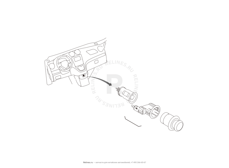 Запчасти Great Wall Hover H6 Поколение I (2011) 2.0л, дизель, 4x2, МКПП — Прикуриватель — схема