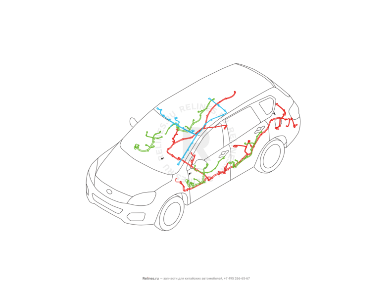 Запчасти Great Wall Hover H6 Поколение I (2011) 2.0л, дизель, 4x2, МКПП — Проводка кузова (1) — схема