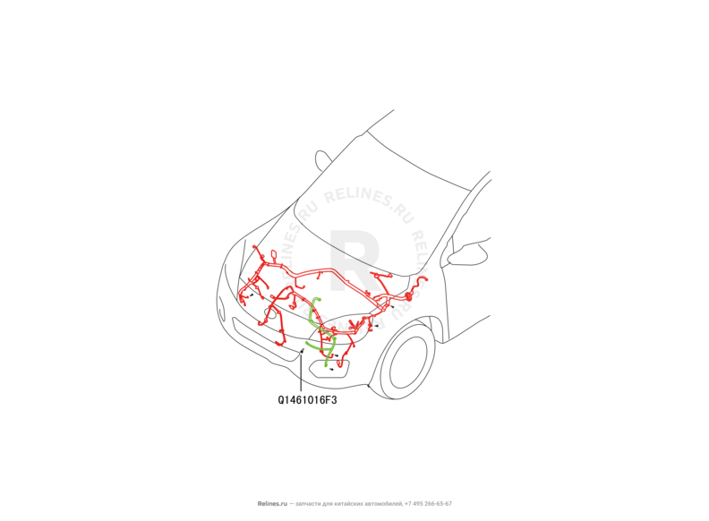 Запчасти Great Wall Hover H6 Поколение I (2011) 2.0л, дизель, 4х4, МКПП — Проводка моторного отсека (1) — схема