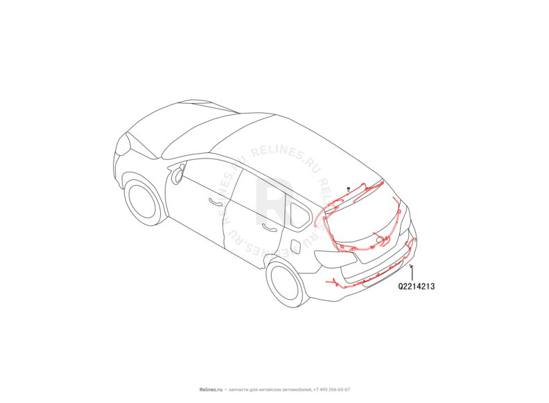 Запчасти Great Wall Hover H6 Поколение I (2011) 2.0л, дизель, 4x2, МКПП — Проводка задней части кузова (1) — схема