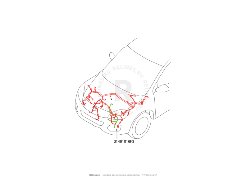 Запчасти Great Wall Hover H6 Поколение I (2011) 2.0л, дизель, 4x2, МКПП — Проводка моторного отсека (2) — схема