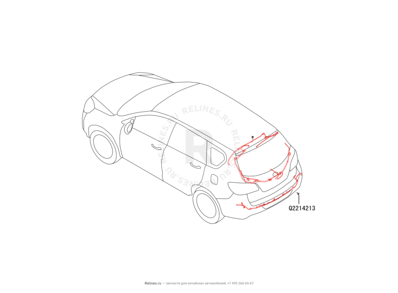 Запчасти Great Wall Hover H6 Поколение I (2011) 2.0л, дизель, 4x2, МКПП — Проводка задней части кузова (3) — схема