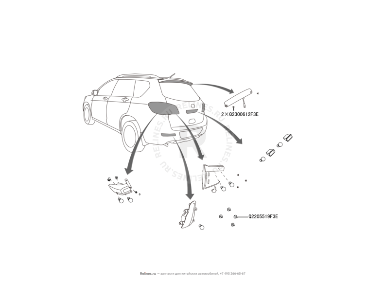 Запчасти Great Wall Hover H6 Поколение I (2011) 1.5л, бензин, 4x4, МКПП — Фонари задние — схема