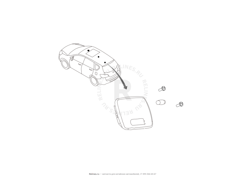 Запчасти Great Wall Hover H6 Поколение I (2011) 2.0л, дизель, 4х4, МКПП — Потолочный светильник (плафон) (1) — схема